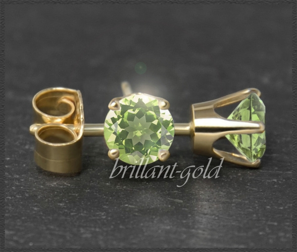 Preview: Ohrstecker 585 Gold Peridot grün 4,5,6,7mm